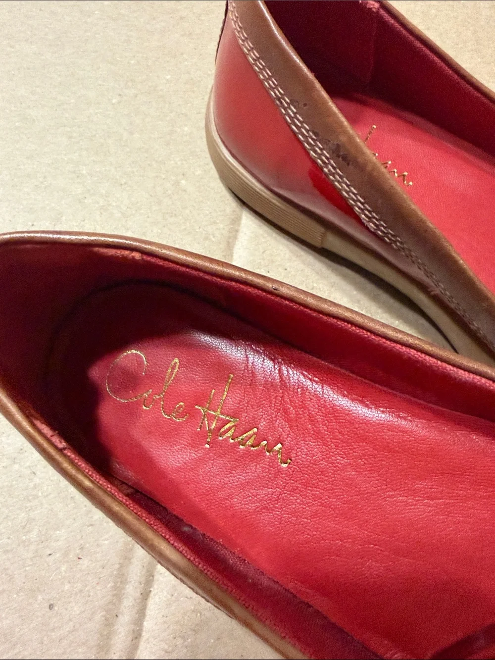 Cole Haan Women’s Red and Brown Casual Lace-Up duck boot shoes size 6